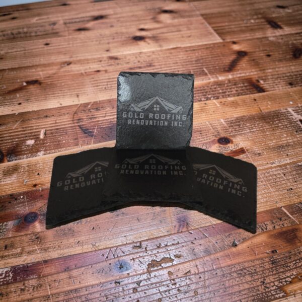 CoasterBundle Personalized Slate Coaster Set (4-Pack) | Laser Engraved Custom Name & Date | Wedding, Housewarming & Anniversary Gift