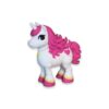 articulating-unicorn-figurine-2-inch-2 A pink and white unicorn figurine with a star and heart marking and pink hooves.