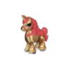articulating-unicorn-figurine-2-inch-3 A gold unicorn figurine with a coral mane, tail, and harness details.