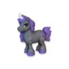 articulating-unicorn-figurine-2-inch-4 A gray unicorn figurine with a purple mane, tail, and star marking.