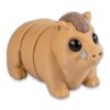 Close-up side view of the baby boar figure showing its large dark eyes and brown hair tuft