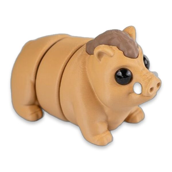 Baby boar figure shown from the back corner next to a leafy sprig