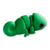 articulated-baby-chameleon-fidget-toy-2 Green 3D printed articulated baby chameleon figure shown from a slightly different angle highlighting its segmented body and feet.