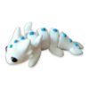articulated-baby-dragon-poseable-fidget-toy-2 The same dragon figure shown fresh off the printer in white with blue-painted spikes, joints visible.