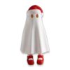 articulated-christmas-ghost-fidget-toy-poseable-desk-buddy-1 A white ghost figure wearing a red and white Santa hat and red shoes with white trim, front view on a plain background.