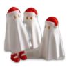 articulated-christmas-ghost-fidget-toy-poseable-desk-buddy-2 Three white ghost figures with Santa hats grouped together, one showing red shoes peeking out from under its robe.