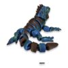 articulated-iguana-3d-printed-2 Blue and brown articulated iguana figure shown from above with tail coiled beneath its body.