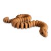 articulated-snake-fidget-toy-poseable-desk-buddy-3 A brown articulated snake toy stretched out with its tail curled and head lowered toward the camera.