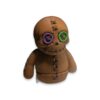 articulated-voodoo-doll-fidget-toy-poseable-desk-buddy-1 Front view of an articulated voodoo doll figure with a stitched skull face and purple and green button eyes.