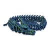 dragon-skeleton-articulating-fidget-toy-2 A blue and green metallic dragon skeleton toy coiled with its spine fully articulated.